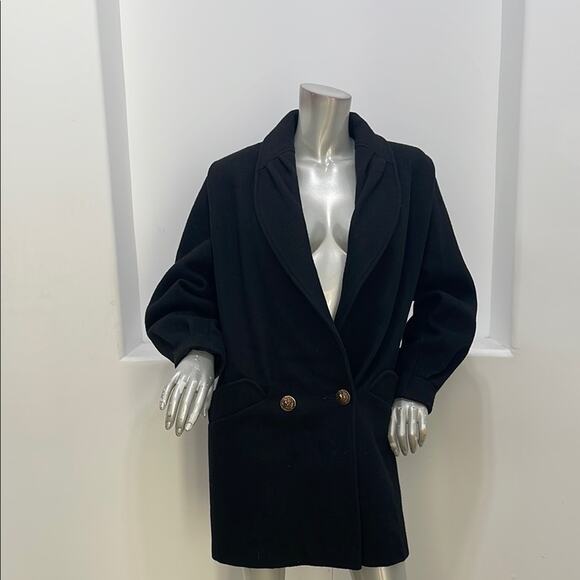 Donny Brook Vintage Wool Blend Black Double-Breasted Coat Size 6 - Picture 1 of 13